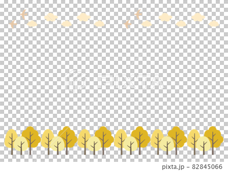 雲と鳥が飛ぶ空と樹木のフレーム 82845066