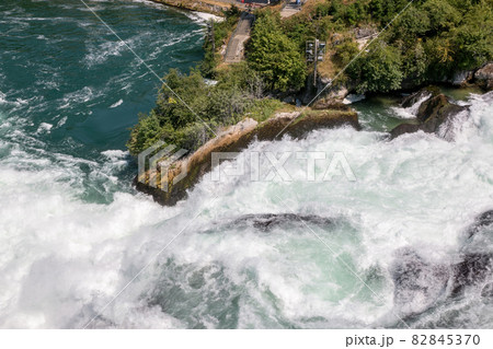 View from castle Laufen on Rhine Falls is the largest waterfall in Schaffhaus 82845370