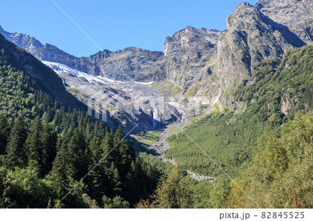 Closeup view of mountains scenes in national park Dombay, Caucasus 82845525