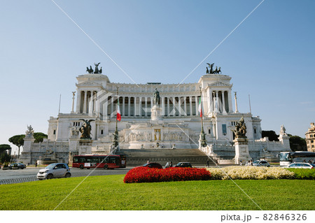 Panoramic front view of museum the Vittorio Emanuele II Monument (Vittoriano) Panoramic front view of museum the Vittorio Emanuele II Monument (Vittoriano) 82846326