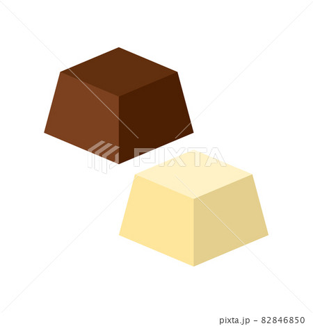 一粒のミルクチョコレートとホワイトチョコレートのイラスト 一粒のミルクチョコレートとホワイトチョコレートのイラスト 82846850