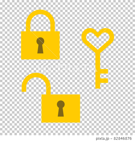 南京錠とハートのカギのイラストセット 82846876