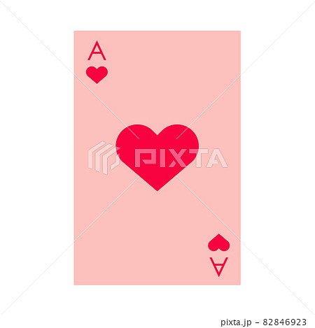 シンプルでフラットなハートのエースのトランプイラストのイラスト素材