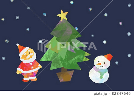 クリスマスカード サンタクロースと雪だるまのイラスト素材 クリスマスカード サンタクロースと雪だるまのイラスト素材