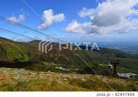 ≪栃木県≫那須岳からみた紅葉とロープウェイ ≪栃木県≫那須岳からみた紅葉とロープウェイ 82847888