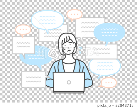 インターネットの情報に混乱する女性 82848713