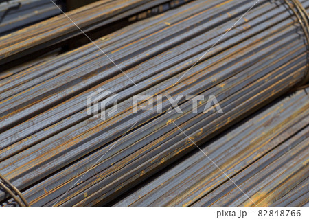 Metal profile square in packs at the warehouse of metal products 82848766