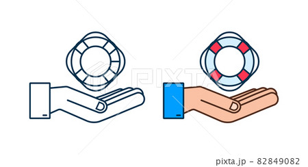 Realistic Style, lifebuoy in hands on White Background. Vector stock illustration. Realistic Style, lifebuoy in hands on White Background. Vector stock illustration. 82849082