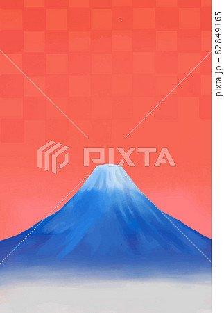 赤い空と富士山と雲海のイラストのイラスト素材