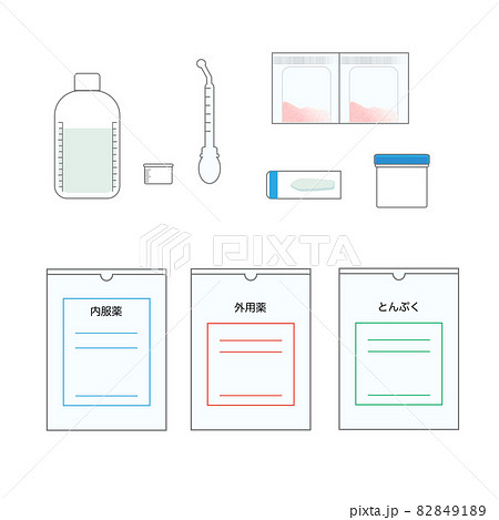 幼児用の処方薬と薬袋セット 82849189