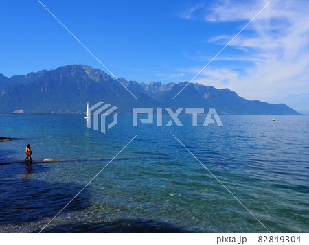 Fantastic landscape of Lake Geneva at Montreux city in Switzerland 82849304