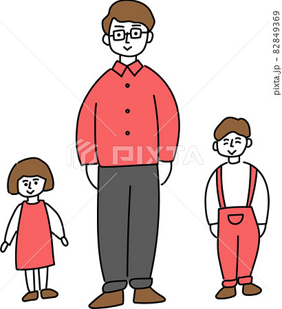 親子　親子3人　お父さんと子供 82849369