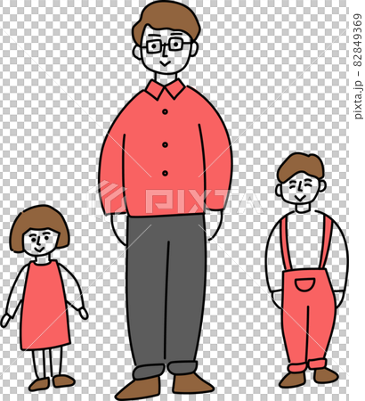 親子　親子3人　お父さんと子供 82849369