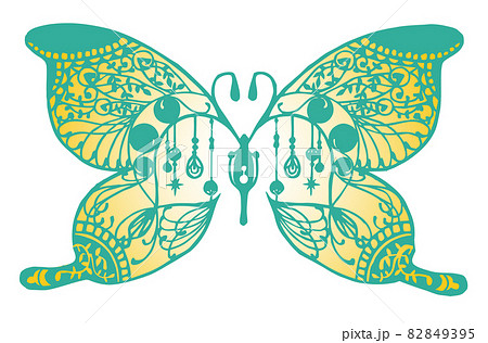 模様のある蝶の切り絵イラストのイラスト素材