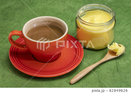 cup of fresh fatty coffee with ghee 82849626