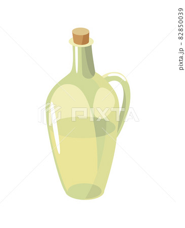 Oil in glass. Ingredient and cookware for making dough, cookie or croissant. Flat cartoon vector isolated icon 82850039
