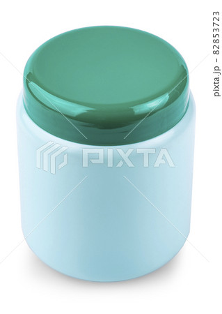 green jar with cosmetics isolated on white background 82853723