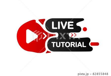 Live Tutorial banner. Online virtual video. Interesting design on White background. Vector illustration. Live Tutorial banner. Online virtual video. Interesting design on White background. Vector illustration. 82855848