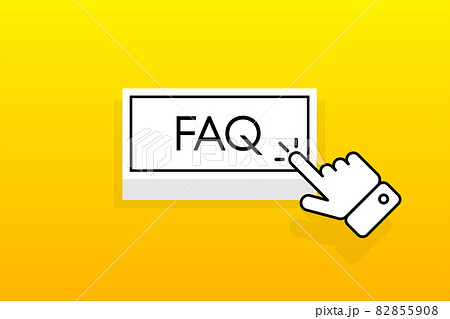 White 3D button with the inscription FAQ, isolated on a yellow background. Mouse cursor. Simple design. Vector illustration. White 3D button with the inscription FAQ, isolated on a yellow background. Mouse cursor. Simple design. Vector illustration. 82855908