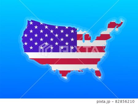 USA America Map States border isolated on white background. Vector illustration. 82856210