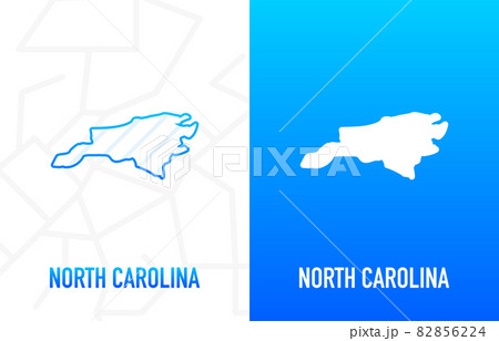 North Carolina - U.S. state. Contour line in white and blue color on two face background. Map of The United States of America. Vector illustration. North Carolina - U.S. state. Contour line in white and blue color on two face background. Map of The United States of America. Vector illustration. 82856224