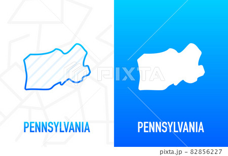 Pennsylvania - U.S. state. Contour line in white and blue color on two face background. Map of The United States of America. Vector illustration. 82856227