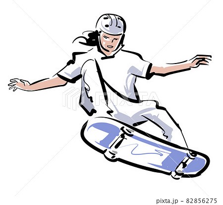 スケートボード-テクニックジャンプ 82856275