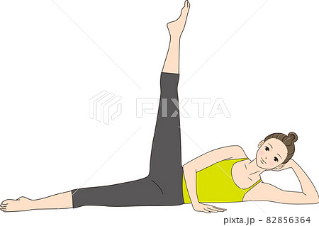 ピラティス ポーズイラスト Side Kick Up Downのイラスト素材