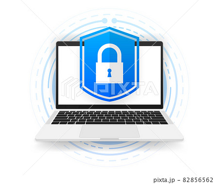 Cyber technology security, network protection sign on screen computer. Vector illustration. Cyber technology security, network protection sign on screen computer. Vector illustration. 82856562