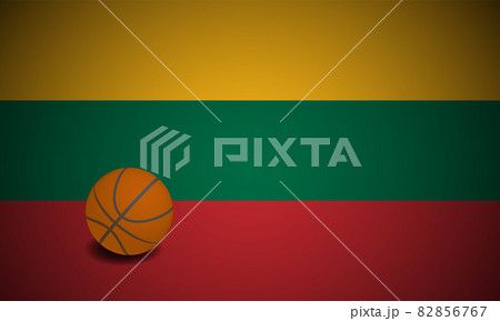 Lithuania flag with real basketball ball, vector 82856767