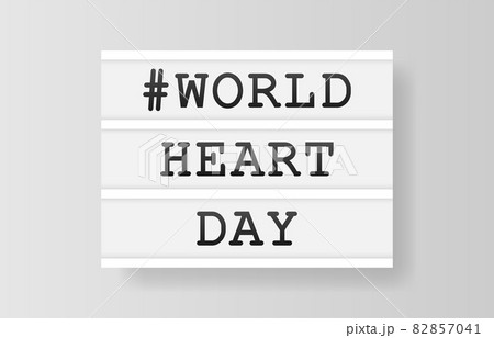 World Heart Day. Retro advertising with retro lightbox on white background. Vector design banner. Vector illustration. 82857041