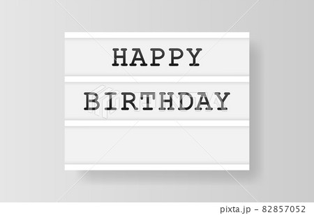 Happy Birthday. Retro advertising with retro lightbox on white background. Vector design banner. Vector illustration. 82857052