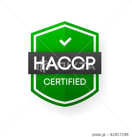 HACCP Certified green vector banner. Flat certification label isolated on white background. Vector illustration. HACCP Certified green vector banner. Flat certification label isolated on white background. Vector illustration. 82857286