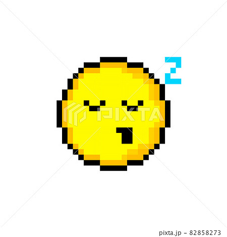 Pixel 8 bit yellow circle with smile. Isolated object on white background. Emotion sign. Vector illustration. Pixel 8 bit yellow circle with smile. Isolated object on white background. Emotion sign. Vector illustration. 82858273
