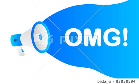 OMG banner template. Marketing flyer with megaphone. Template for retail promotion and announcement. Vector illustration. 82858594