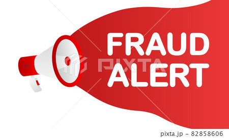 Fraud Alert banner template. Marketing flyer with megaphone. Template for retail promotion and announcement. Vector illustration. Fraud Alert banner template. Marketing flyer with megaphone. Template for retail promotion and announcement. Vector illustration. 82858606