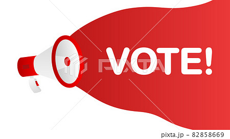 Vote banner template. Marketing flyer with megaphone. Template for retail promotion and announcement. Vector illustration. Vote banner template. Marketing flyer with megaphone. Template for retail promotion and announcement. Vector illustration. 82858669