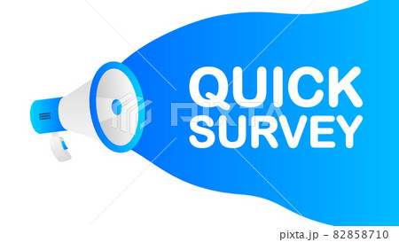Quick Survey banner template. Marketing flyer with megaphone. Template for retail promotion and announcement. Vector illustration. Quick Survey banner template. Marketing flyer with megaphone. Template for retail promotion and announcement. Vector illustration. 82858710
