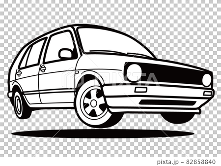 ジャーマンベーシックカー　ぬり絵風  ジャンプ　自動車イラスト 82858840