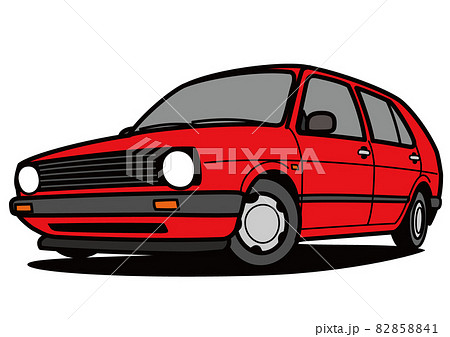 ジャーマンベーシックカー　赤色 　自動車イラスト 82858841