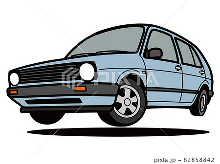 ジャーマンベーシックカー 青色系 ジャンプ　自動車イラスト 82858842