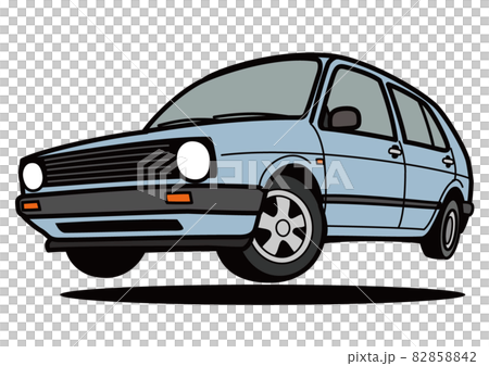 ジャーマンベーシックカー 青色系 ジャンプ　自動車イラスト 82858842