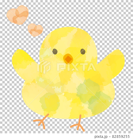 水彩風格小雞插畫素材 82859255