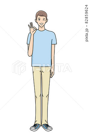 30代男性全身 Okのイラスト素材