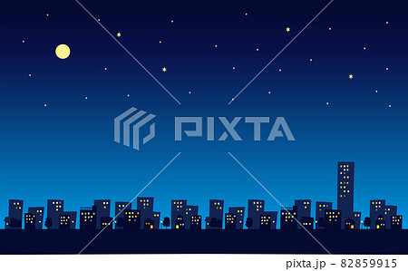 満月の夜の街並み 満月の夜の街並み 82859915