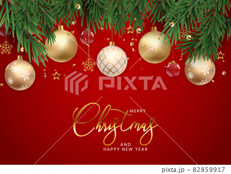 Christmas Holiday Party Background. Happy New Year and Merry Christmas Poster Template. Vector Illustration 82859917