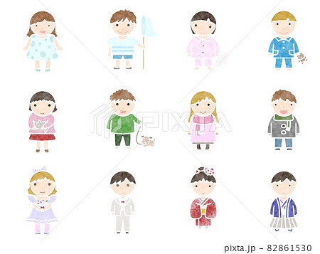 立っている子供 カラフルステンシル 立っている子供 カラフルステンシル 82861530
