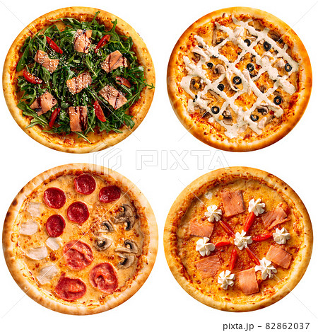 Isolated set of delicious neapolitan pizza Isolated set of delicious neapolitan pizza 82862037