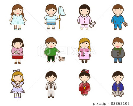 立っている子供 輪郭あり 立っている子供 輪郭あり 82862102