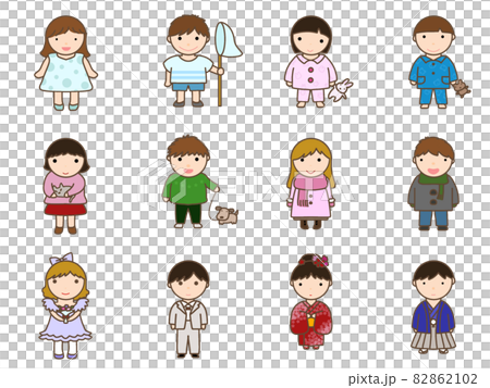 立っている子供 輪郭あり 立っている子供 輪郭あり 82862102